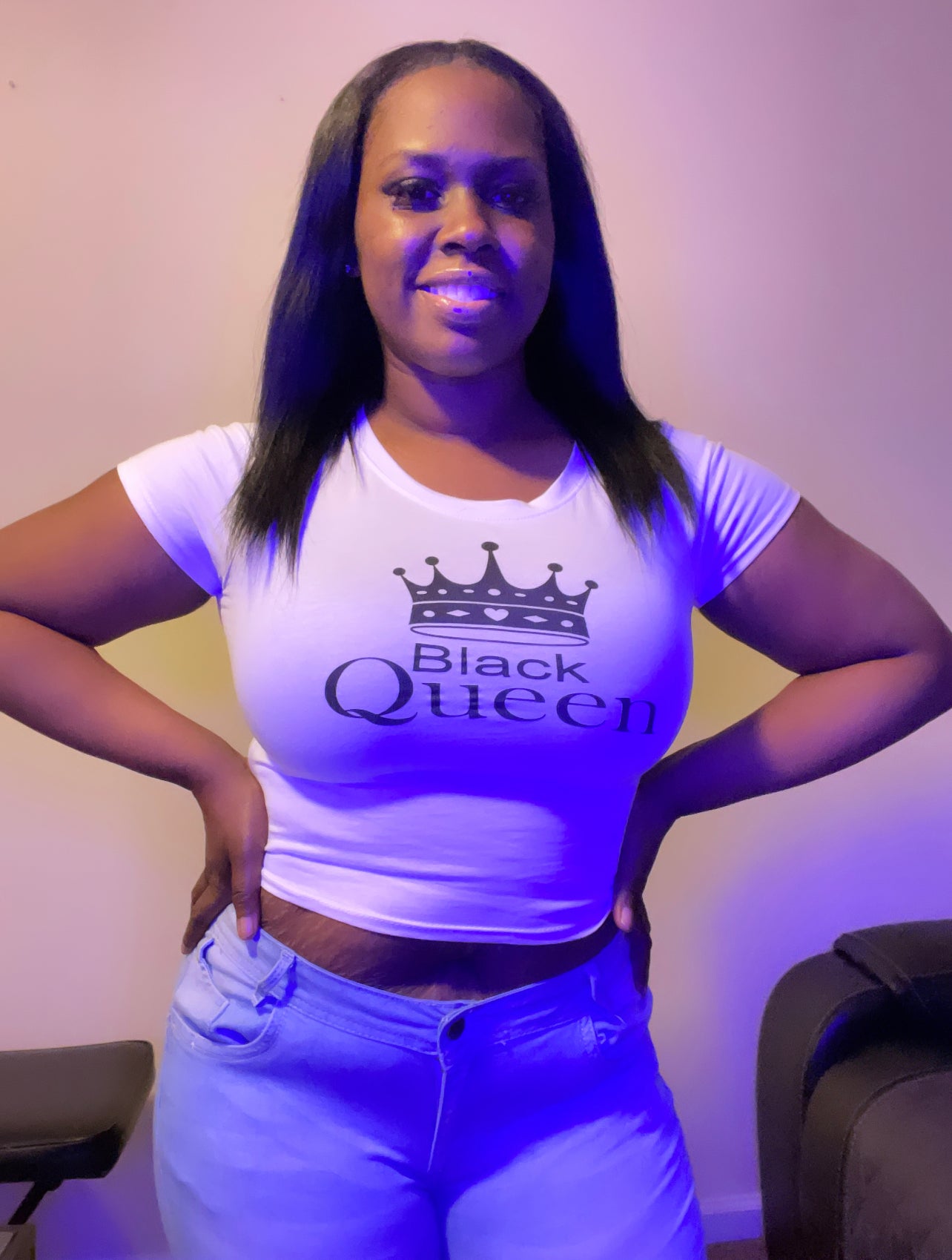 BLACK QUEEN CROP TOP SHIRTS